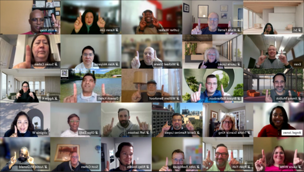 AHF community members on a Friday video call